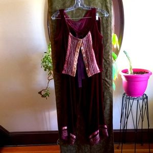 Vintage Wine Crushed Velvet Pants and Vest